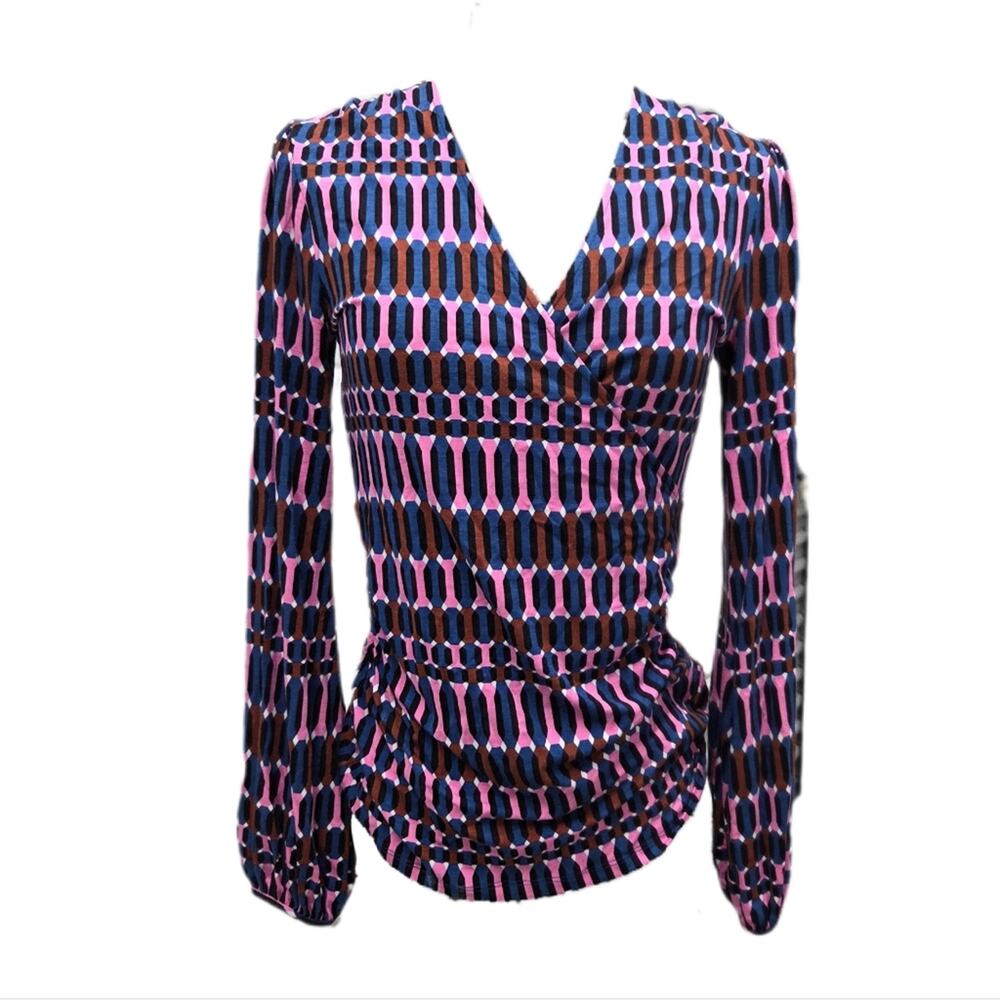 Boden Elodie Geometric Print Jersey balloon sleeve Blouse 4